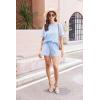 Ekouaer Cotton Pajamas Set for Womens Soft Short Sleeve Lounge Set Shorts Sleepwear Set 2 Piece Pjs Sets(Light Blue)