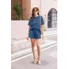 Ekouaer Cotton Pajamas Set for Womens Soft Short Sleeve Lounge Set Shorts Sleepwear Set 2 Piece Pjs Sets(Navy Blue)