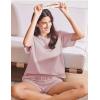 Ekouaer Cotton Pajamas Set for Womens Soft Short Sleeve Lounge Set Shorts Sleepwear Set 2 Piece Pjs Sets(Pink)