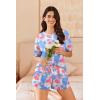 Ekouaer Cotton Pajamas Set for Womens Soft Short Sleeve Lounge Set Shorts Sleepwear Set 2 Piece Pjs Sets(Pink Tie Dye)