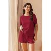 Ekouaer Cotton Pajamas Set for Womens Soft Short Sleeve Lounge Set Shorts Sleepwear Set 2 Piece Pjs Sets(Red)