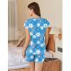 Ekouaer Cotton Pajamas for Women Set 2 Piece Cap Sleeve Pjs Shorts Set Lounge Sets Sleepwear S-XXL(Blue Flower)