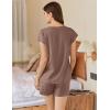 Ekouaer Cotton Pajamas for Women Set 2 Piece Cap Sleeve Pjs Shorts Set Lounge Sets Sleepwear S-XXL(Brown)