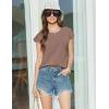 Ekouaer Cotton Pajamas for Women Set 2 Piece Cap Sleeve Pjs Shorts Set Lounge Sets Sleepwear S-XXL(Brown)
