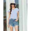Ekouaer Cotton Pajamas for Women Set 2 Piece Cap Sleeve Pjs Shorts Set Lounge Sets Sleepwear S-XXL(Clear Blue)