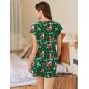 Ekouaer Cotton Pajamas for Women Set 2 Piece Cap Sleeve Pjs Shorts Set Lounge Sets Sleepwear S-XXL(Green Christmas Pattern)