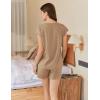 Ekouaer Cotton Pajamas for Women Set 2 Piece Cap Sleeve Pjs Shorts Set Lounge Sets Sleepwear S-XXL(Khaki)