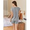 Ekouaer Cotton Pajamas for Women Set 2 Piece Cap Sleeve Pjs Shorts Set Lounge Sets Sleepwear S-XXL(Lght Grey)