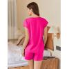 Ekouaer Cotton Pajamas for Women Set 2 Piece Cap Sleeve Pjs Shorts Set Lounge Sets Sleepwear S-XXL(Rose Red)