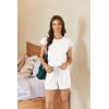 Ekouaer Cotton Pajamas for Women Set 2 Piece Cap Sleeve Pjs Shorts Set Lounge Sets Sleepwear S-XXL(White)