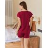 Ekouaer Cotton Pajamas for Women Set 2 Piece Cap Sleeve Pjs Shorts Set Lounge Sets Sleepwear S-XXL(Wine Red)