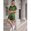 Ekouaer Men Silk Pajamas Set 2 Piece Pjs Soft Satin Sleepwear Shorts Button Down Tops Loungewear with Pockets(Army Green)