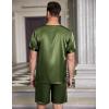 Ekouaer Men Silk Pajamas Set 2 Piece Pjs Soft Satin Sleepwear Shorts Button Down Tops Loungewear with Pockets(Army Green)