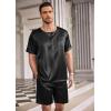 Ekouaer Men Silk Pajamas Set 2 Piece Pjs Soft Satin Sleepwear Shorts Button Down Tops Loungewear with Pockets(Black)