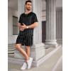 Ekouaer Men Silk Pajamas Set 2 Piece Pjs Soft Satin Sleepwear Shorts Button Down Tops Loungewear with Pockets(Black Stripe)