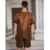 Ekouaer Men Silk Pajamas Set 2 Piece Pjs Soft Satin Sleepwear Shorts Button Down Tops Loungewear with Pockets(Brown)