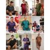 Ekouaer Men Silk Pajamas Set 2 Piece Pjs Soft Satin Sleepwear Shorts Button Down Tops Loungewear with Pockets(Brown)