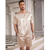 Ekouaer Men Silk Pajamas Set 2 Piece Pjs Soft Satin Sleepwear Shorts Button Down Tops Loungewear with Pockets(Champagne)