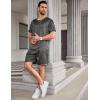 Ekouaer Men Silk Pajamas Set 2 Piece Pjs Soft Satin Sleepwear Shorts Button Down Tops Loungewear with Pockets(Dark Gray)