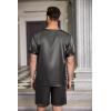 Ekouaer Men Silk Pajamas Set 2 Piece Pjs Soft Satin Sleepwear Shorts Button Down Tops Loungewear with Pockets(Dark Gray)