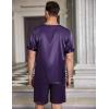 Ekouaer Men Silk Pajamas Set 2 Piece Pjs Soft Satin Sleepwear Shorts Button Down Tops Loungewear with Pockets(Deep Purple)