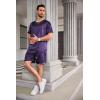 Ekouaer Men Silk Pajamas Set 2 Piece Pjs Soft Satin Sleepwear Shorts Button Down Tops Loungewear with Pockets(Deep Purple)