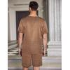Ekouaer Men Silk Pajamas Set 2 Piece Pjs Soft Satin Sleepwear Shorts Button Down Tops Loungewear with Pockets(Gold Geometric)