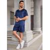 Ekouaer Men Silk Pajamas Set 2 Piece Pjs Soft Satin Sleepwear Shorts Button Down Tops Loungewear with Pockets(Navy Blue)