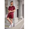 Ekouaer Men Silk Pajamas Set 2 Piece Pjs Soft Satin Sleepwear Shorts Button Down Tops Loungewear with Pockets(Wine Red)