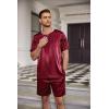 Ekouaer Men Silk Pajamas Set 2 Piece Pjs Soft Satin Sleepwear Shorts Button Down Tops Loungewear with Pockets(Wine Red)