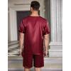Ekouaer Men Silk Pajamas Set 2 Piece Pjs Soft Satin Sleepwear Shorts Button Down Tops Loungewear with Pockets(Wine Red)