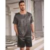 Ekouaer Men Silk Pajamas Set 2 Piece Pjs Soft Satin Sleepwear Shorts Button Down Tops Loungewear with Pockets(Yellow Geometric)