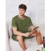 Ekouaer Men’s Pajamas Set Casual Short Sleeve Shirts and Shorts Soft 2 Piece Loungewear With Pockets(Army Green)