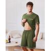 Ekouaer Men’s Pajamas Set Casual Short Sleeve Shirts and Shorts Soft 2 Piece Loungewear With Pockets(Army Green)
