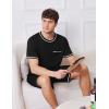 Ekouaer Men’s Pajamas Set Casual Short Sleeve Shirts and Shorts Soft 2 Piece Loungewear With Pockets(Black)