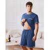 Ekouaer Men’s Pajamas Set Casual Short Sleeve Shirts and Shorts Soft 2 Piece Loungewear With Pockets(Blue)