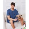 Ekouaer Men’s Pajamas Set Casual Short Sleeve Shirts and Shorts Soft 2 Piece Loungewear With Pockets(Blue)