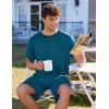 Ekouaer Men’s Pajamas Set Casual Short Sleeve Shirts and Shorts Soft 2 Piece Loungewear With Pockets(Blue Green)