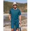 Ekouaer Men’s Pajamas Set Casual Short Sleeve Shirts and Shorts Soft 2 Piece Loungewear With Pockets(Blue Green)