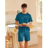 Ekouaer Men’s Pajamas Set Casual Short Sleeve Shirts and Shorts Soft 2 Piece Loungewear With Pockets(Blue Green)