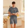 Ekouaer Men’s Pajamas Set Casual Short Sleeve Shirts and Shorts Soft 2 Piece Loungewear With Pockets(Dark Grey)