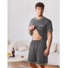 Ekouaer Men’s Pajamas Set Casual Short Sleeve Shirts and Shorts Soft 2 Piece Loungewear With Pockets(Dark Grey)
