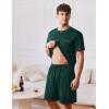 Ekouaer Men’s Pajamas Set Casual Short Sleeve Shirts and Shorts Soft 2 Piece Loungewear With Pockets(Green)