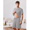 Ekouaer Men’s Pajamas Set Casual Short Sleeve Shirts and Shorts Soft 2 Piece Loungewear With Pockets(Light Grey)