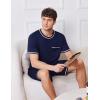 Ekouaer Men’s Pajamas Set Casual Short Sleeve Shirts and Shorts Soft 2 Piece Loungewear With Pockets(Navy Blue)