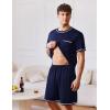 Ekouaer Men’s Pajamas Set Casual Short Sleeve Shirts and Shorts Soft 2 Piece Loungewear With Pockets(Navy Blue)