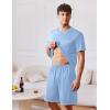 Ekouaer Men’s Pajamas Set Casual Short Sleeve Shirts and Shorts Soft 2 Piece Loungewear With Pockets(Sky Blue)