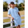 Ekouaer Men’s Pajamas Set Casual Short Sleeve Shirts and Shorts Soft 2 Piece Loungewear With Pockets(Sky Blue)