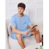 Ekouaer Men’s Pajamas Set Casual Short Sleeve Shirts and Shorts Soft 2 Piece Loungewear With Pockets(Sky Blue)