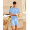 Ekouaer Men’s Pajamas Set Casual Short Sleeve Shirts and Shorts Soft 2 Piece Loungewear With Pockets(Sky Blue)